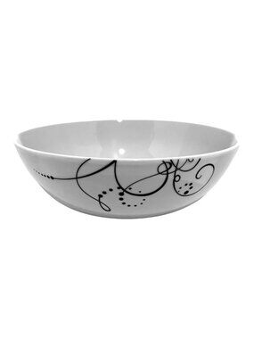 TABLE TOPS GALLERY Pescara Large Serving bowl Swirly Round White Black LIKE NEW